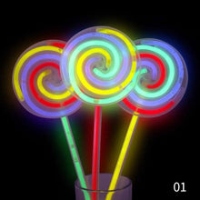 Load image into Gallery viewer, Luminous Lollipop Glow Stick Rotating Windmill Fluorescent Light Stick Photo Props Let's Glow Party Decor Kids Birthday Gift
