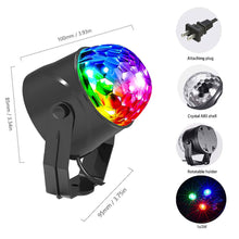 Load image into Gallery viewer, Sound Activated Rotating Disco Magic Ball Light DJ Party Lights RGB LED Stage Light Projector Lamp For KTV Car Bar Xmas Wedding Sound Party
