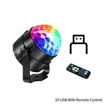 Load image into Gallery viewer, Sound Activated Rotating Disco Magic Ball Light DJ Party Lights RGB LED Stage Light Projector Lamp For KTV Car Bar Xmas Wedding Sound Party
