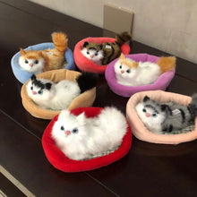 Load image into Gallery viewer, Simulation Mini Cat Cute Plush Cats with Sound Children Birthday Gifts Creative Imitation Cat Ornaments Home Decoration Supplies
