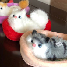 Load image into Gallery viewer, Simulation Mini Cat Cute Plush Cats with Sound Children Birthday Gifts Creative Imitation Cat Ornaments Home Decoration Supplies
