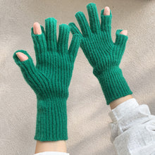 Load image into Gallery viewer, Women Winter Pure Color Knitted Woolen Gloves Screen Student Riding Split Finger Thick Warm Gloves Couple Christmas Gift
