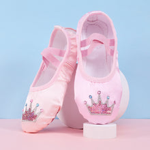 Load image into Gallery viewer, Girls Embroidered Cartoon Crown Ballet Shoes Kids Dance Slippers Professional Soft Sole Girls Female Ballet Yoga Gym Dance Shoes
