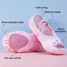 Load image into Gallery viewer, Girls Embroidered Cartoon Crown Ballet Shoes Kids Dance Slippers Professional Soft Sole Girls Female Ballet Yoga Gym Dance Shoes
