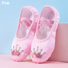 Load image into Gallery viewer, Girls Embroidered Cartoon Crown Ballet Shoes Kids Dance Slippers Professional Soft Sole Girls Female Ballet Yoga Gym Dance Shoes
