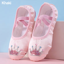 Load image into Gallery viewer, Girls Embroidered Cartoon Crown Ballet Shoes Kids Dance Slippers Professional Soft Sole Girls Female Ballet Yoga Gym Dance Shoes

