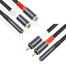 Load image into Gallery viewer, Double Shielded Line 3.5 Female To 2rca One Point Two Double Lotus Audio Line Pure Copper Transfer Line 0.3 Meters
