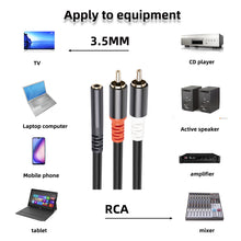 Load image into Gallery viewer, Double Shielded Line 3.5 Female To 2rca One Point Two Double Lotus Audio Line Pure Copper Transfer Line 0.3 Meters
