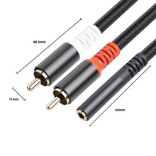 Load image into Gallery viewer, Double Shielded Line 3.5 Female To 2rca One Point Two Double Lotus Audio Line Pure Copper Transfer Line 0.3 Meters
