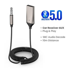 Load image into Gallery viewer, Bluetooth Aux Adapter Wireless Car Bluetooth Receiver USB to 3.5mm Jack Audio Music Mic Handsfree Adapter for Car Speaker
