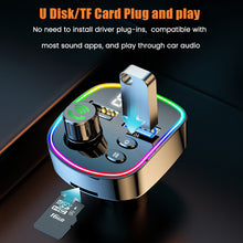 Load image into Gallery viewer, Bluetooth 5.0 FM Transmitter Handsfree Car Kit MP3 Player EQ Mode Dual USB Car Charger Colorful Light TF Card U Disk Player
