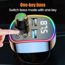 Load image into Gallery viewer, Bluetooth 5.0 FM Transmitter Handsfree Car Kit MP3 Player EQ Mode Dual USB Car Charger Colorful Light TF Card U Disk Player

