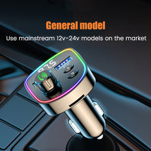 Load image into Gallery viewer, Bluetooth 5.0 FM Transmitter Handsfree Car Kit MP3 Player EQ Mode Dual USB Car Charger Colorful Light TF Card U Disk Player
