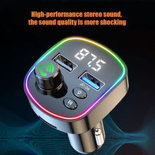 Load image into Gallery viewer, Bluetooth 5.0 FM Transmitter Handsfree Car Kit MP3 Player EQ Mode Dual USB Car Charger Colorful Light TF Card U Disk Player

