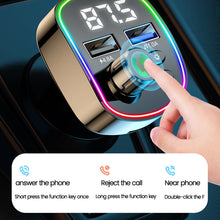 Load image into Gallery viewer, Bluetooth 5.0 FM Transmitter Handsfree Car Kit MP3 Player EQ Mode Dual USB Car Charger Colorful Light TF Card U Disk Player

