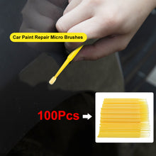 Load image into Gallery viewer, 100Pcs Up Paint Micro Brush Tips 1mm Mini Car Touch Up Paint Micro Brush Yellow Auto Applicator Sticks Detailing Car Products
