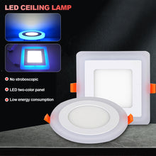 Load image into Gallery viewer, Dual Color Acrylic LED Recessed Ceiling Panel Down Lights Ultra Thin Lamp for Indoor Office Lighting Blue White Light Color
