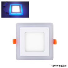 Load image into Gallery viewer, Dual Color Acrylic LED Recessed Ceiling Panel Down Lights Ultra Thin Lamp for Indoor Office Lighting Blue White Light Color
