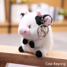 Load image into Gallery viewer, Cow Stuffed Plush Doll Keychain Cute Animals Toys Pendant Keyring Exquisite Bag Decoration for Baby Kids Children Birthday Gift
