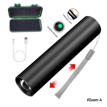 Load image into Gallery viewer, USB Rechargeable Mini Flashlight Waterproof LED Flashlight Telescopic Powerful Torch Lamp Outdoor Work Zoom Portable Torch

