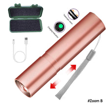 Load image into Gallery viewer, USB Rechargeable Mini Flashlight Waterproof LED Flashlight Telescopic Powerful Torch Lamp Outdoor Work Zoom Portable Torch
