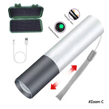 Load image into Gallery viewer, USB Rechargeable Mini Flashlight Waterproof LED Flashlight Telescopic Powerful Torch Lamp Outdoor Work Zoom Portable Torch
