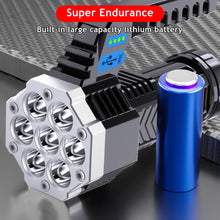 Load image into Gallery viewer, 7 LED Portable High Power LED Flashlight Powerful USB Rechargeable Torch Handheld Outdoor Lamp Built-in Battery COB Flashlights
