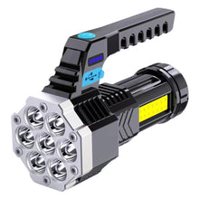 Load image into Gallery viewer, 7 LED Portable High Power LED Flashlight Powerful USB Rechargeable Torch Handheld Outdoor Lamp Built-in Battery COB Flashlights
