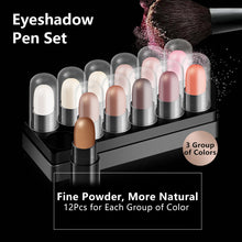 Load image into Gallery viewer, 12 Colors Waterproof Eyeshadow Pen Set Highlighter Stick Long Lasting Glitter Shimmer Eye Shadow Pen Eyes Makeup Cosmetics
