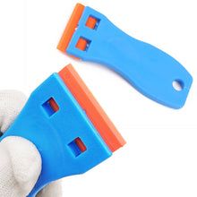 Load image into Gallery viewer, Car Double Edged Plastic Razor Lable Clean Razor Glue Remover Window Glass Clean Scraper Wrap Sticker Squeegee with 10Pcs Blades
