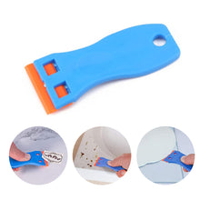 Load image into Gallery viewer, Car Double Edged Plastic Razor Lable Clean Razor Glue Remover Window Glass Clean Scraper Wrap Sticker Squeegee with 10Pcs Blades
