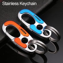 Load image into Gallery viewer, Car Stainless Steel Keychain Buckle Outdoor Carabiner Climbing Tools Double Ring Car Keychain Keyring Durable
