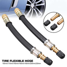 Load image into Gallery viewer, 100mm/110mm/140mm/160mm/180mm/200mm/250mm Braided Car Wheels Flexible Hose Tire Valve Inflatable Rubber Hose Steel Wire Tyre Valve Stems Extensions Tube Adapter
