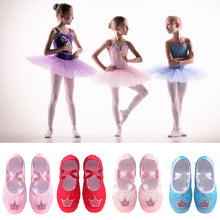 Load image into Gallery viewer, Children Dance Girls Ballet Shoes Crown Pattern Canvas Soft Sole Ballet Dance Girls Woman Ballerina Yoga Gym Dance Shoes
