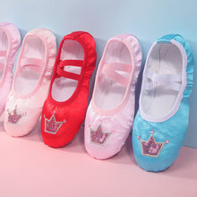 Load image into Gallery viewer, Children Dance Girls Ballet Shoes Crown Pattern Canvas Soft Sole Ballet Dance Girls Woman Ballerina Yoga Gym Dance Shoes
