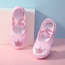Load image into Gallery viewer, Children Dance Girls Ballet Shoes Crown Pattern Canvas Soft Sole Ballet Dance Girls Woman Ballerina Yoga Gym Dance Shoes
