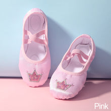 Load image into Gallery viewer, Children Dance Girls Ballet Shoes Crown Pattern Canvas Soft Sole Ballet Dance Girls Woman Ballerina Yoga Gym Dance Shoes
