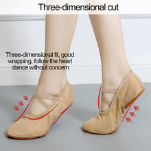 Load image into Gallery viewer, Children Dance Girls Ballet Shoes Cow Leather Sole Canvas Ballet Dance Girls Woman Ballerina Yoga Gym Dance Shoes
