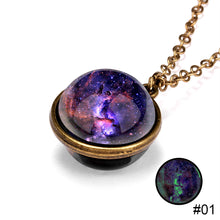 Load image into Gallery viewer, Nebula Cosmic Luminous Necklace Fashion Creative Double Sided Antique Pendant Necklace for Women Men
