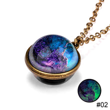 Load image into Gallery viewer, Nebula Cosmic Luminous Necklace Fashion Creative Double Sided Antique Pendant Necklace for Women Men
