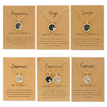 Load image into Gallery viewer, Twelve Constellations Day Night Couple Necklace Simple Fashion Collarbone Chain Sweater Chain Necklace Jewelry Gift
