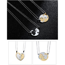 Load image into Gallery viewer, Stainless Steel Titanium Steel Couple Necklace Black White Cat Hug Splicing Pendant Couple Necklace Jewelry Gift
