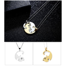 Load image into Gallery viewer, Stainless Steel Titanium Steel Couple Necklace Black White Cat Hug Splicing Pendant Couple Necklace Jewelry Gift
