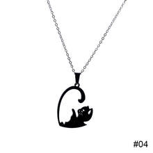 Load image into Gallery viewer, Stainless Steel Titanium Steel Couple Necklace Black White Cat Hug Splicing Pendant Couple Necklace Jewelry Gift
