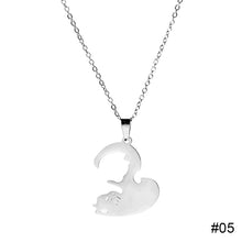 Load image into Gallery viewer, Stainless Steel Titanium Steel Couple Necklace Black White Cat Hug Splicing Pendant Couple Necklace Jewelry Gift
