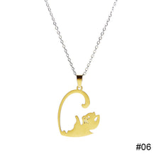Load image into Gallery viewer, Stainless Steel Titanium Steel Couple Necklace Black White Cat Hug Splicing Pendant Couple Necklace Jewelry Gift
