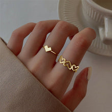 Load image into Gallery viewer, 2pcs/set Hollow Love Rings Personalized Niche Simple Rings Adjustable Alloy Rings Jewelry Accessories
