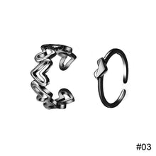Load image into Gallery viewer, 2pcs/set Hollow Love Rings Personalized Niche Simple Rings Adjustable Alloy Rings Jewelry Accessories
