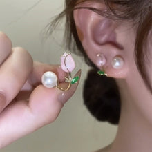Load image into Gallery viewer, Pink Tulip Earrings Fashion Creative Design Alloy Ear Studs Earrings Women Temperamental Earrings Jewelry
