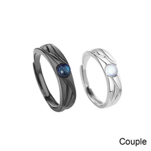 Load image into Gallery viewer, Fashion Retro Coloured Glaze Moonstone Couple Ring Angel and Demon Black White Couple Ring Adjustable Ring Jewelry Gift
